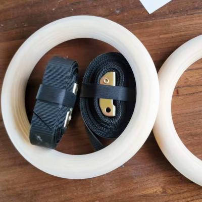 China Hot Sale Indoor Wood Core Strength Exercise Fitness Training Birch with Strap Adjustable Nylon Finness Gymnastics Gymnastic Rings for sale