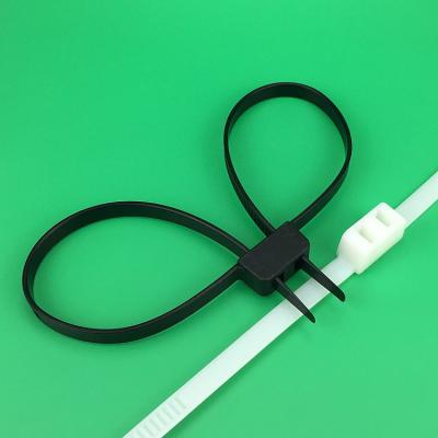 China Cheap Nylon 12*500mm Nylon Double Buckle Restraints Cable Tie Disposable Double Cable Tie Tool for sale