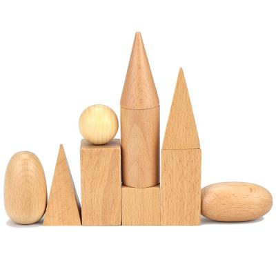 China 3D Shapes Eco - Friendly Material Miniature Set Wooden Block Montessori Toys Wooden Geometric Solids for sale