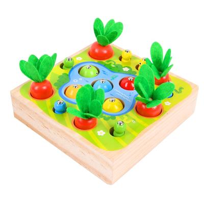 China Fun Eco-friendly Material Wooden Carrots Harvest Toy Memory Games Radishes Shape Color Matching Educational Wooden Toys for sale