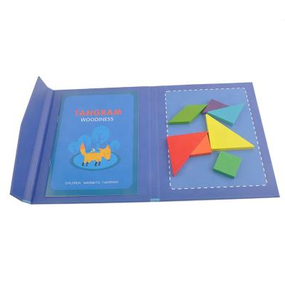 China Educational Toy Gift Brain Teasers Magnetic Pattern Block Book Travel Tangram Puzzle IQ Eco-friendly Material for sale