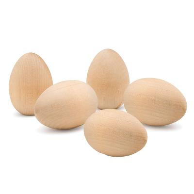 China Eco - Friendly Material Varnished Wooden Eggs Varnished Unpainted Wooden Easter Craft Eggs And Display for sale