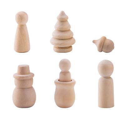 China China White Madera Wood Christmas Tree DIY Peg Dolls Christmas Decorations Unfinished For Painting for sale