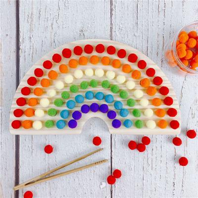 China Educational DIY Toys Rainbow Board Baby Montessori Educational Wooden Toys Color Matching Sensory Toys Kids Fine Motor Skills Activities For Children for sale