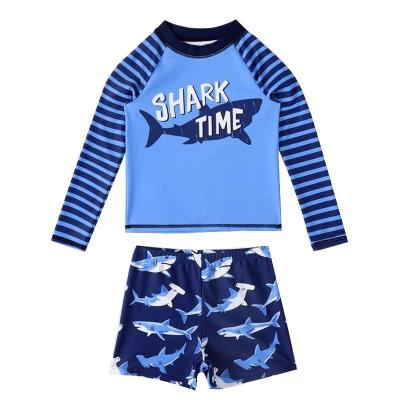 China Hot Children's Set of Boys Girls Swimwear Swimsuit Swimwear (T-shirt + Trunk) Long Sleeve Sunscreen Baby Breathable Split Quick Dry Boy for sale