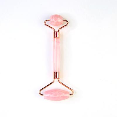 China Wrinkle Remover Cosmetics Gemstone Rose Quartz Roller Natural Jade Massager Rose Quartz Massage Facial Roller for sale