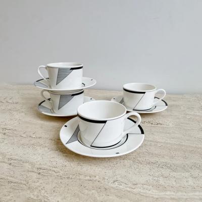 China Viable Nordic Style Coffee Shop Used White Stylish Espresso Cup Custom Ceramic Coffee Cups And Saucers for sale