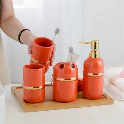 China Viable Custom Modern Bright Color Funny Cylinder Shape Ceramic Bathroom Accessories Cheap for sale