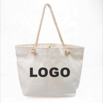 China Canvas Tote Grocery Shopping Rope Handle Handled Bag With Custom Logo for sale