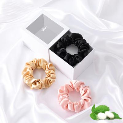 China Luxury 100% Real Hair Decoration Hair Bands Rope Silk Hair Scrunchies for sale