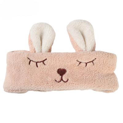 China Coral Fleece Makeup Animal Solid Color Fleece Headband Cosmetic Headband Cosmetic Spa Face Coral Kids Facial Hairband for sale