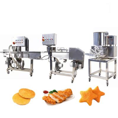 China Hamburger Making Machine 100kg/H Industrial Automatic Patty Production Line Fried Onion Hamburger Rings Hash Browns Hamburger Processing Line for sale