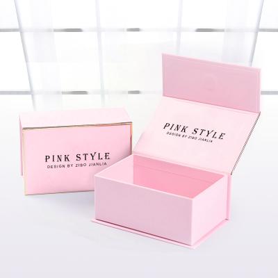 China Hot Selling Folding Foldable Packaging Box Logo Pink Paper Recyclable Custom Gift Box Custom Made Foldable Packaging Box With Logo for sale