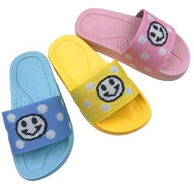 China Flat Popular Cartoon Kids Flats Smile Face Indoor And Outdoor Slippers For Kids for sale