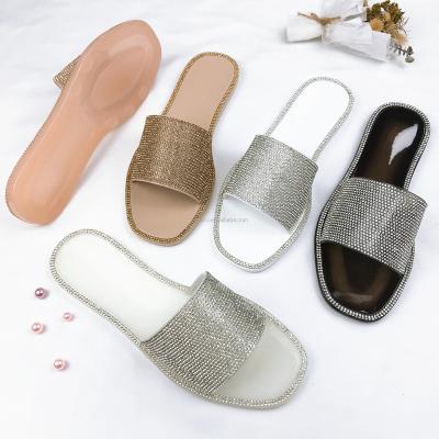 China New Summer Women Lady Slides Sandals Lady Jelly Slides Waterproof With Diamond for sale