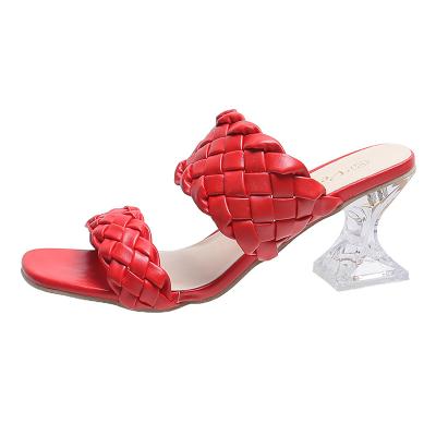 China 2021 summer fashion trend high heel waterproof sandals double to weave upper soft comfortable women's pumps shoes for sale