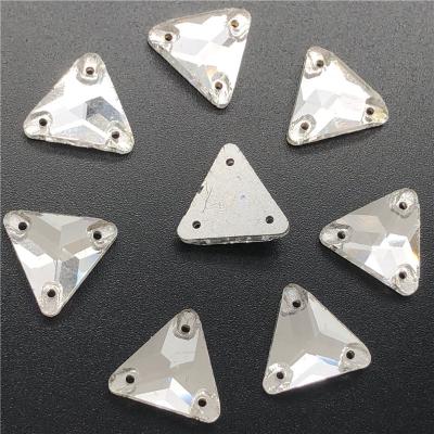 China Bags Factory direct sales crystal glass triangle double hole diamond DIY clothing wedding headwear accessories for sale