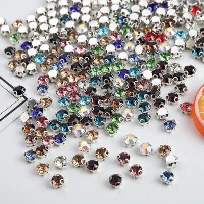 China Garment Accessary 4mm ss16 Glass Silver Base Rhinestones Clear Crystal AB Sew On Rhinestone for sale