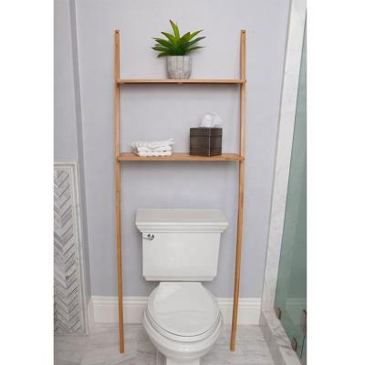 China Sustainable Organizer Over The Toilet , Space Saver 2 Tier Bamboo Bathroom Shelf Waterproof Free Standing Shelves for sale