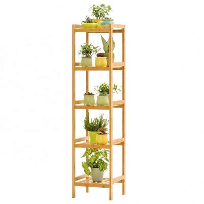 China Retro Modern Wood Plant Stand Adjustable Mid Century Modern Indoor Flower Stand For Living Room for sale