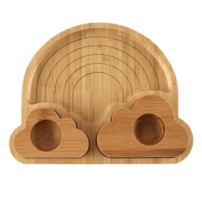 China Wholesale Minimalist Strength Cartoon Design Durable Baby Dish Set With Suction And Spoons Bamboo Baby Dishes Set for sale