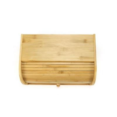 China High Quality Sustainable Bamboo Rolling Desk Unique Corner Storage Bread Box For Kitchen Countertop Large Capacity Keeper for sale