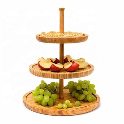 China 3 Tier Antique Bamboo Wooden Serving Tray for sale