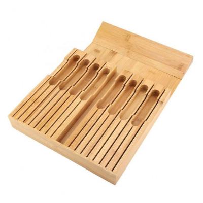 China Sustainable Bamboo Knife Block In-Drawer Organizer Hold Up To 16 Knives for sale