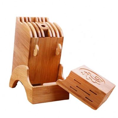 China Sustainable Magnetic Knife Block Holder Natural Bamboo Holder With Strong Magnets Double Cutlery Side Display And Storage Rack for sale