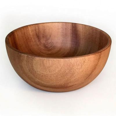 China Reusable 100% natural handmade round bamboo wooden coconut shell of acacia minimalist wholesale plant salad bowl for sale