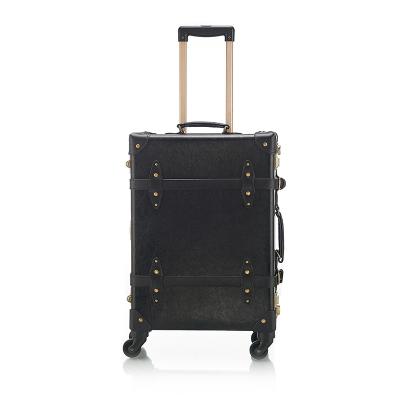 China PU Leather Element Fixed Reinforced Particle Board 360 Traveling Bags Suitcases Rolling Luggage for sale