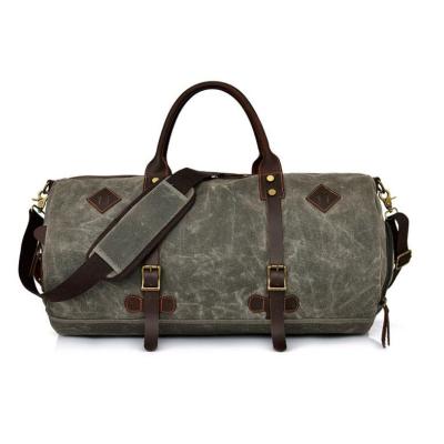 China High Quality Vintage Street Style Mens Canvas Cowboy Fashion Retro Sports Travel Duffel Bag With Leather Handle for sale