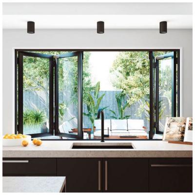 China Aluminum Bifold Folding Screen Windows For Sale Thermal Break Fold Folding Frameless Glass Window for sale