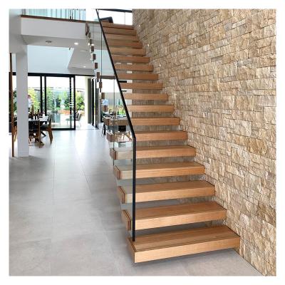 China Alucasa Modern Indoor Staircase Modern Indoor Stairs With Led Wood Tread for sale