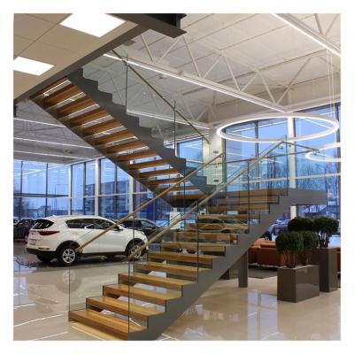 China Modern Alucasa Prefab Modern Luxury Indoor Floating Stairs Customized Stringer Straight Staircase Design for sale