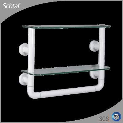 China Wall Mounted Type Health Care Double Row Bathroom Shelf Tower Wall Mounted Shelf for sale