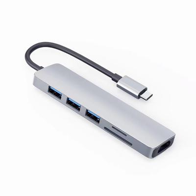 China Mobile Devices 6 .desk Computer in 1 USB Type C Hub USB C Docking Station with 4k/USB 3.0/PD/SD/TF Card Reader for sale