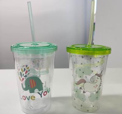 China Adults 9Oz Plastic Drink Water Tumbler With Straw With Lid BPA Free Water Cup Straw Cup for sale