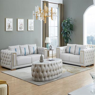 China Italian Light Luxury Tufted Combination Italian Light Luxury Postmodern Three Person Single Leather Art Style Pull Button Living Room Sofa for sale