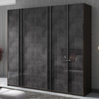 China Modern Kong style light luxury overall minimalist wardrobe combination master bedroom Hong Assembly wardrobe glass door wardrobe for sale