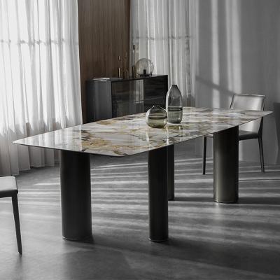 China Modern Minimalist Dining Table Slate Dining Table Chair Combination Nordic Extendable Light Luxury Terrazzo Dining Table Household Dining Table for sale