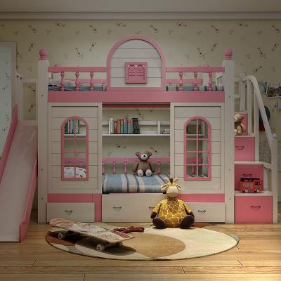 China Princess Children Bedroom Furniture Modern Modern Bunk Beds Set Pink for sale