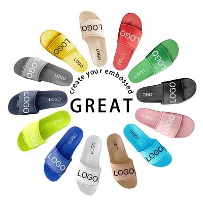 China Custom Logo Greatshoe PVC Mens Slides Shoes Summer Black Lightweight Sandal Custom Made Slides Sandal for sale