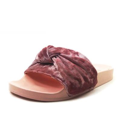 China Latest Design Ladies Greatshoe Bow Silk Slippers Lightweight Fancy Slide Sandal For Women for sale