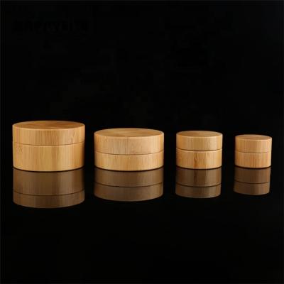 China Cosmetic Bamboo Glass Cosmetic Jars 30g 50g Empty Bamboo Cleansing Full Scrub Jar With Bamboo Cap for sale