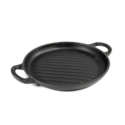 China Viable Non Stick Enamel Coated Cast Iron Round Skillet Griddle Pan Custom Flat Dish for sale