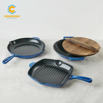 China Best Selling Sustainable Cast Iron OEM ODM Cookercool Non-Stick Enamel Cookware Sets for sale