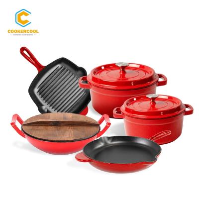 China Best Viable Factory Price 8PCS Kitchen Tableware Cast Iron Stick Enamel Cookware Set From Cookercool Non for sale