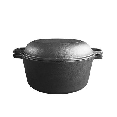 China Sustainable Multi Function Outdoor Cookware 2 In 1 Dutch Cast Iron Oven for sale