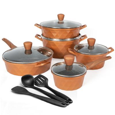 China Stocked Non To Bond Die Casting Aluminum Cookware Cooking Set for sale